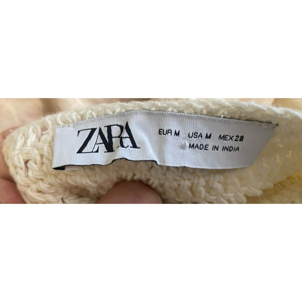 Zara Boho Crochet Ivory Knit Bodice and Linen Blend Flowy Skirt Size M - Picture 14 of 14